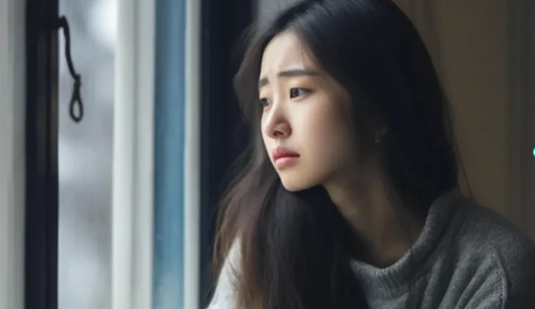 평소처럼 생활하려 하지만 예전과 달리 무기력과 흥미 저하가 이어지는 성인의 모습을 표현한 이미지