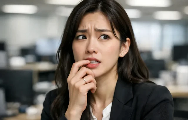 불안과 긴장이 반복될 때 현재 생활에서 어떤 상황이 어려움을 키우는지 살펴보는 성인의 모습