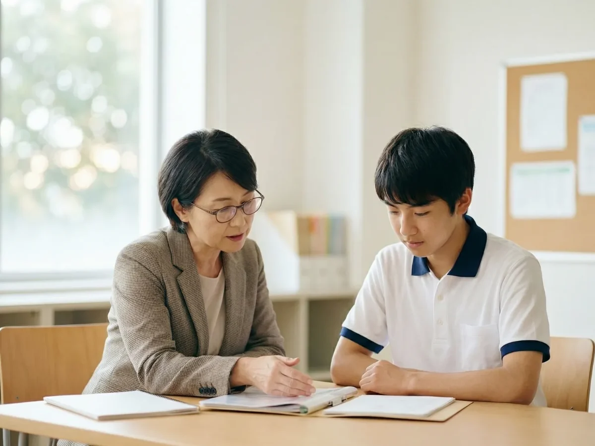 전문가가 청소년의 상담 방향을 검토하는 장면
