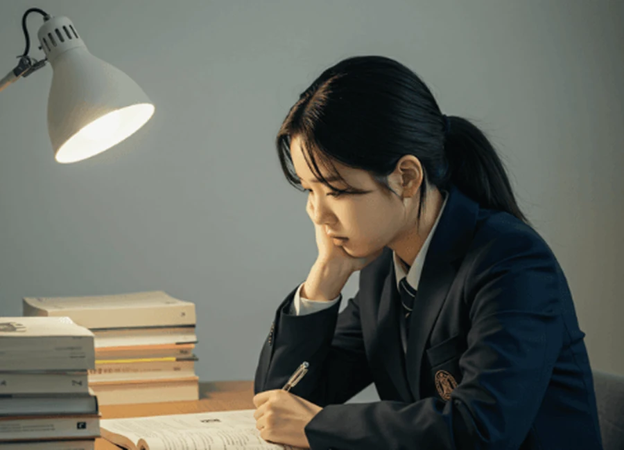 학생의 학교생활과 적응을 상징하는 장면